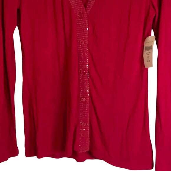 Coldwater Creek women’s red sequin edged cardigan Size XS - Picture 3 of 8